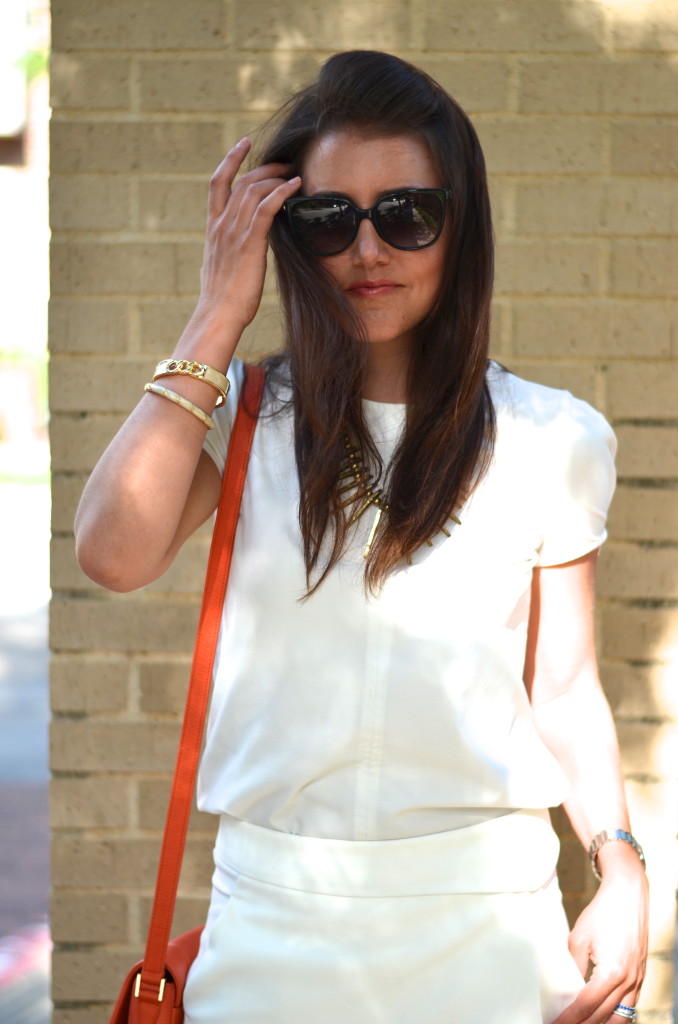 zara blouse zara skort gifted kelly wynne bag gifted marciano necklace ...