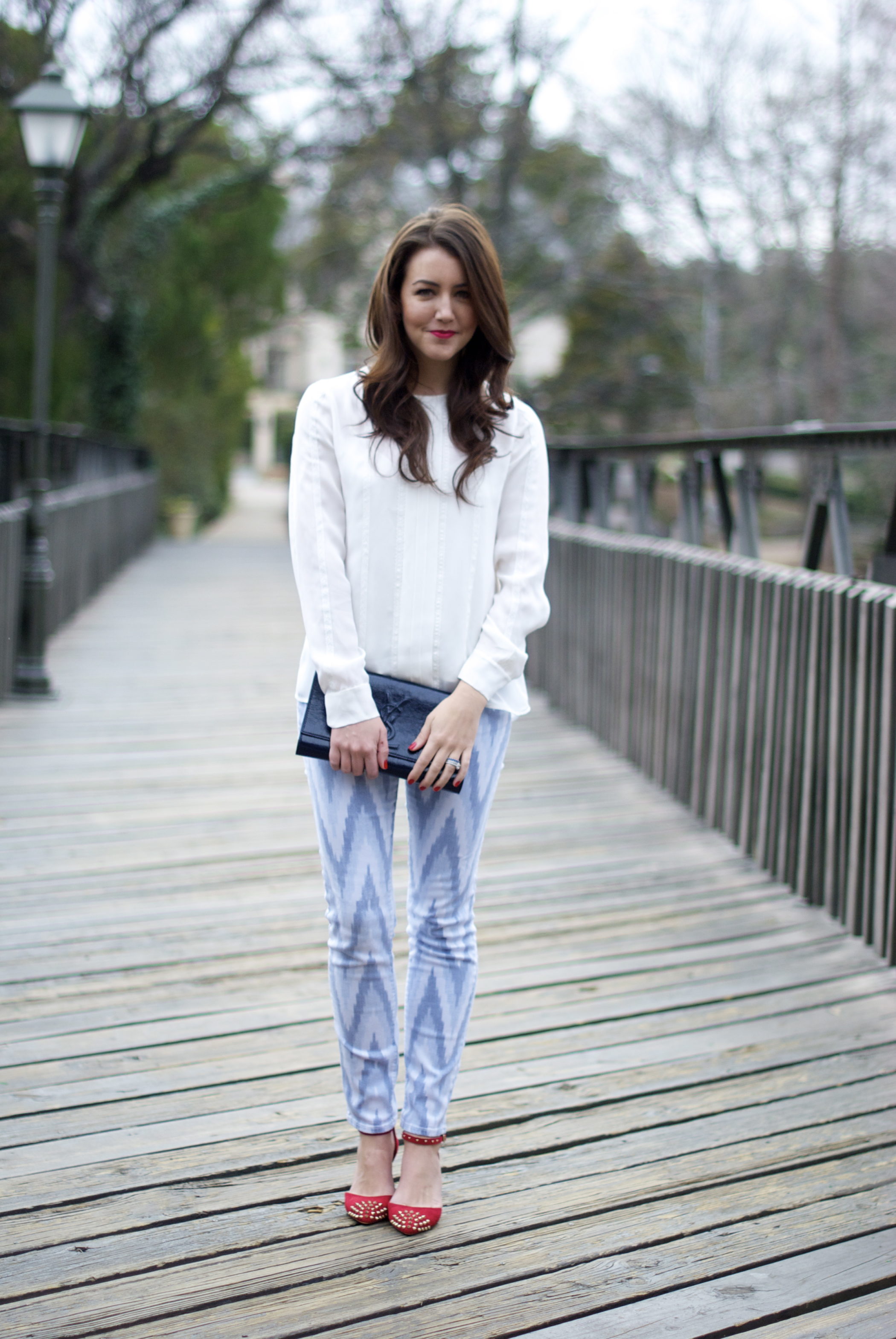 printed jeans