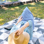 Dallas blogger Amy Havins wears a blue and white Old Navy spring dress.