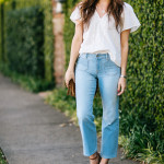 Dallas Blogger, Amy Havins shares how to style cropped flare denim from Old Navy two different ways.