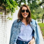 Dallas Blogger, Amy Havins, wears denim on denim.