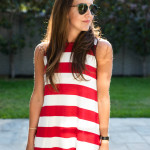 Amy Havins wears a red and white striped dress from Charming Charlie.