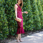 Amy Havins wears a Shoshanna summer lace dress.