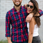 Amy Havins poses with her husband Wade Havins in Express denim.