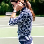 Amy Havins wears a tennis outfit from Tory Sport.