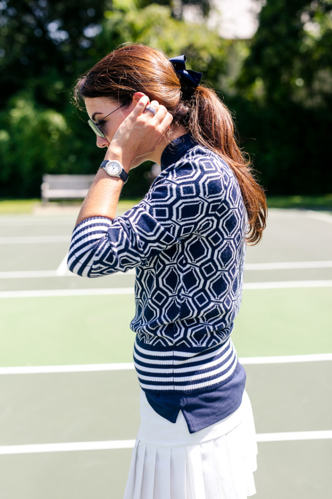 Amy Havins wears a tennis outfit from Tory Sport.