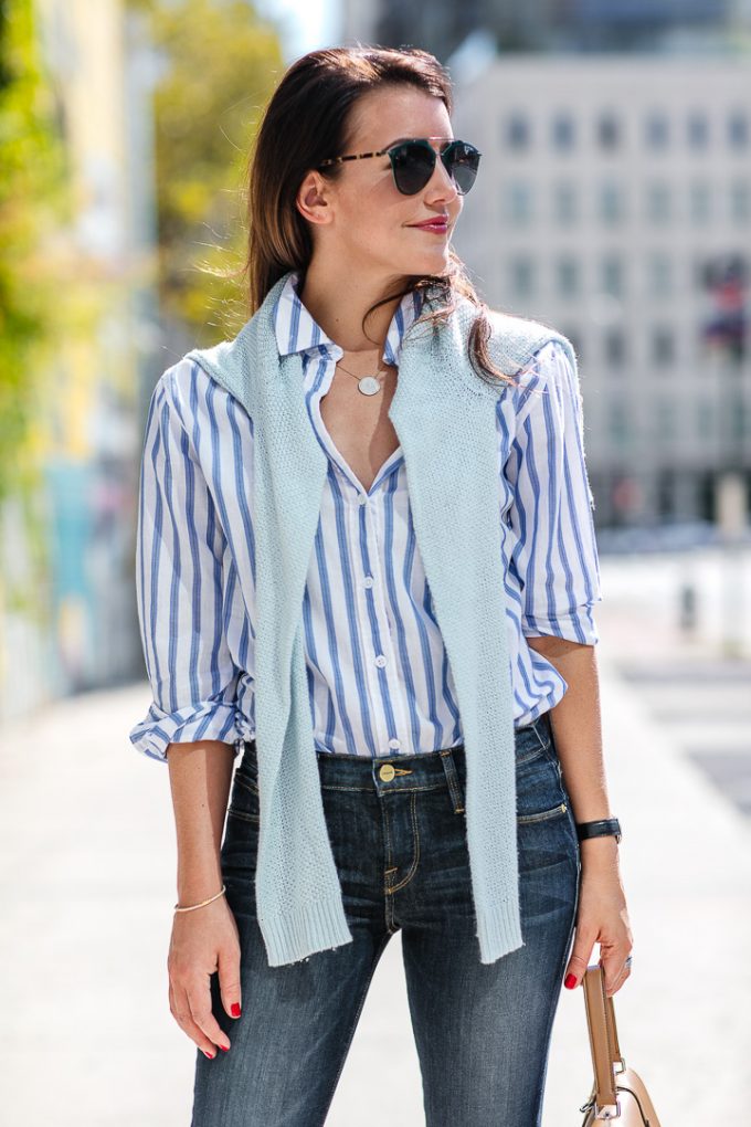 Amy Havins shares her favorite denim trend for fall, high low jeans.