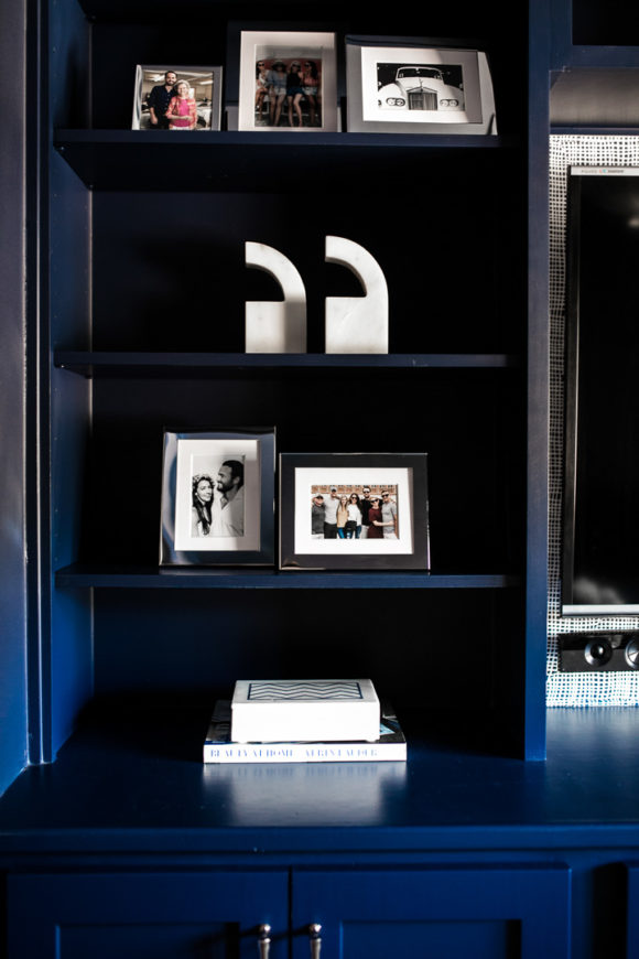 Amy Havins shares her blue and white upstairs tv room.