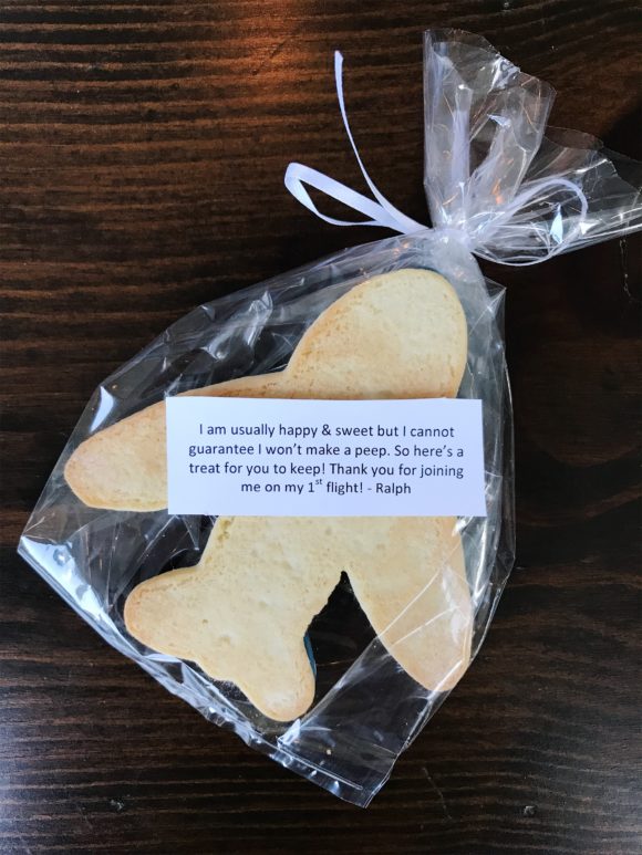 Amy Havins shares the in flight cookies for ralph's first flight.