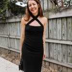 Amy Havins wears a jill jill stuart little black dress.