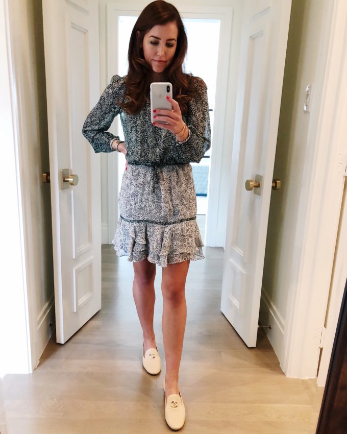 Amy Havins wears a casual dress and nude flats