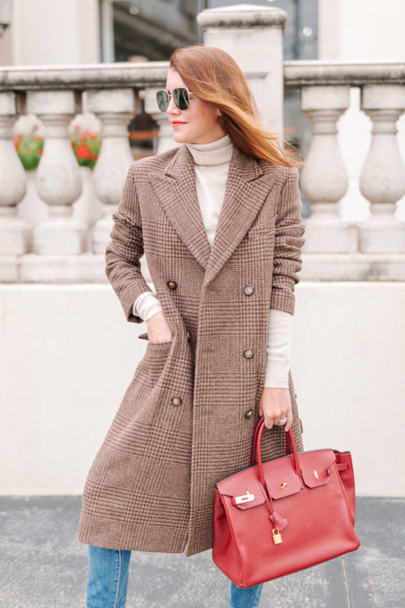 Amy Havins wears a Ralph Lauren wool trench.