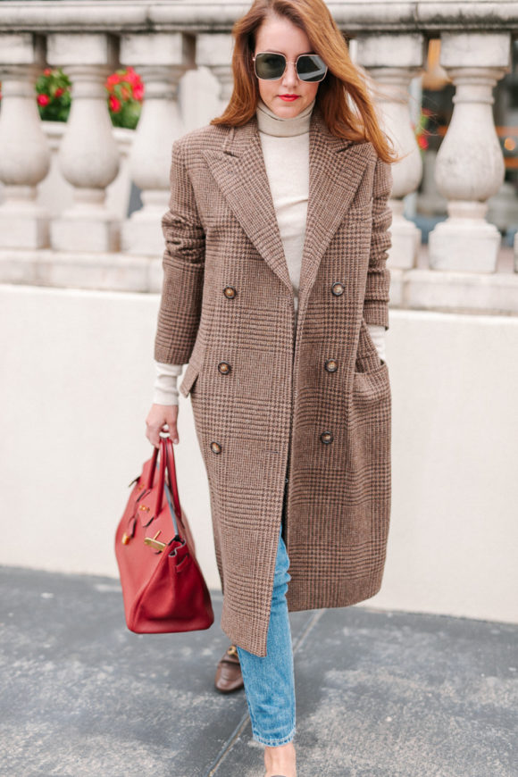 Amy Havins wears a Ralph Lauren wool trench.