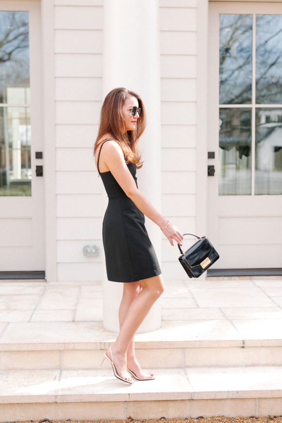 embellished black mini dress